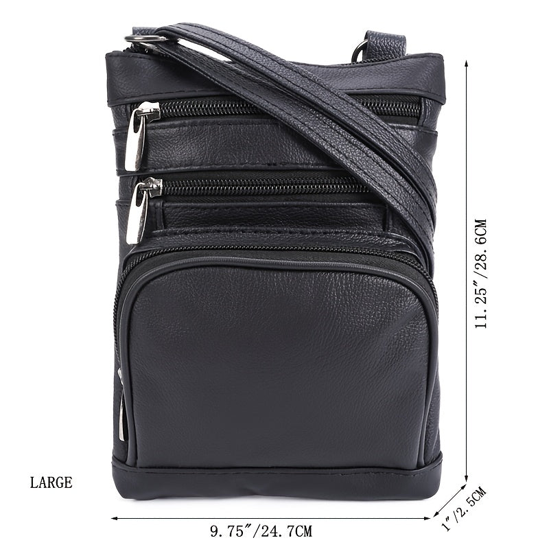 Genuine Leather Messenger Bag - 3 Sizes, 10 Colors