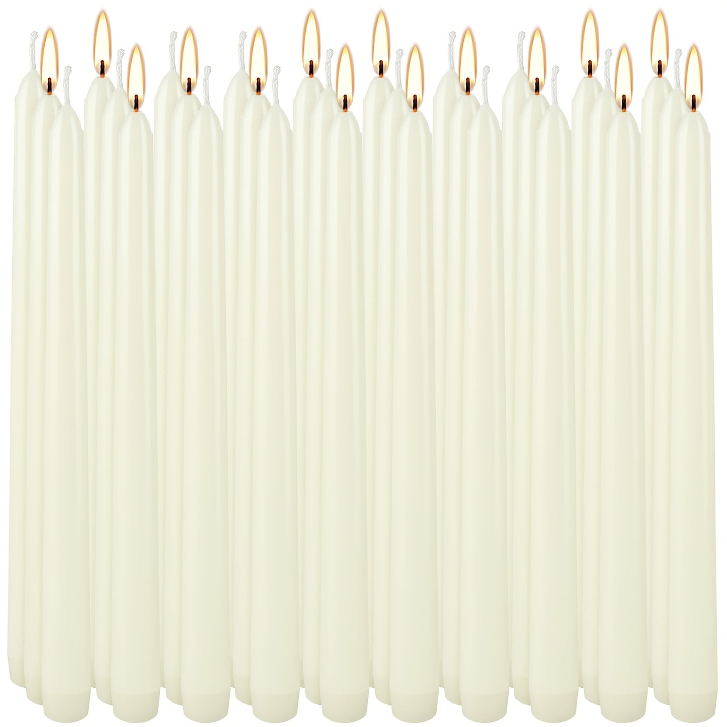 30pcs of 10-Inch Ivory White Taper Candles, Dripless, Smokeless, And Unscented,