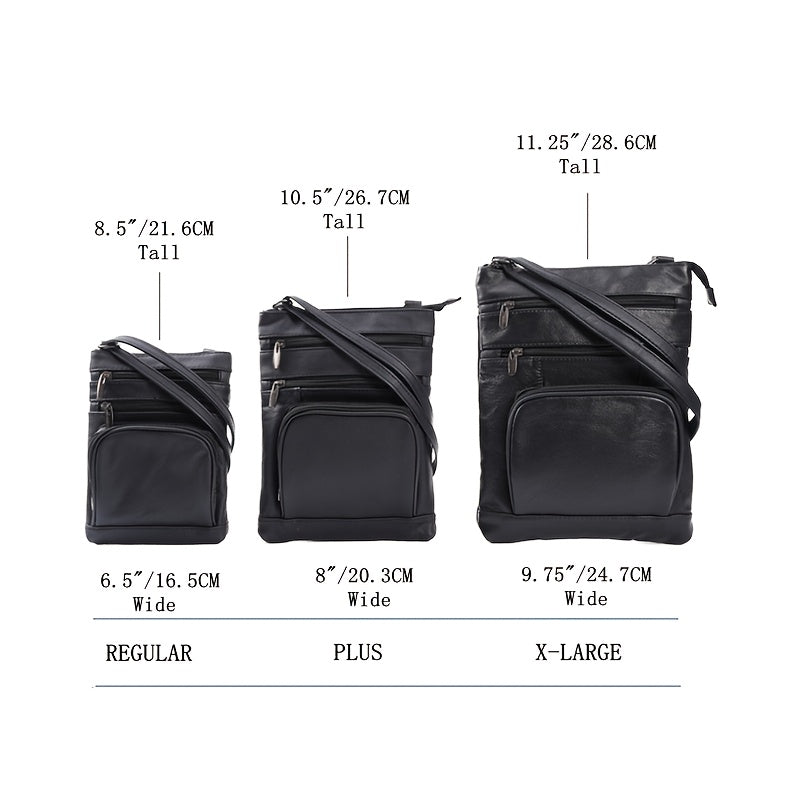 Genuine Leather Messenger Bag - 3 Sizes, 10 Colors