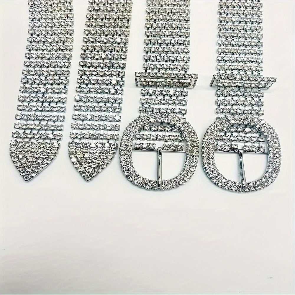 Durable Zinc Alloy Rhinestone Embellished Belt for Women