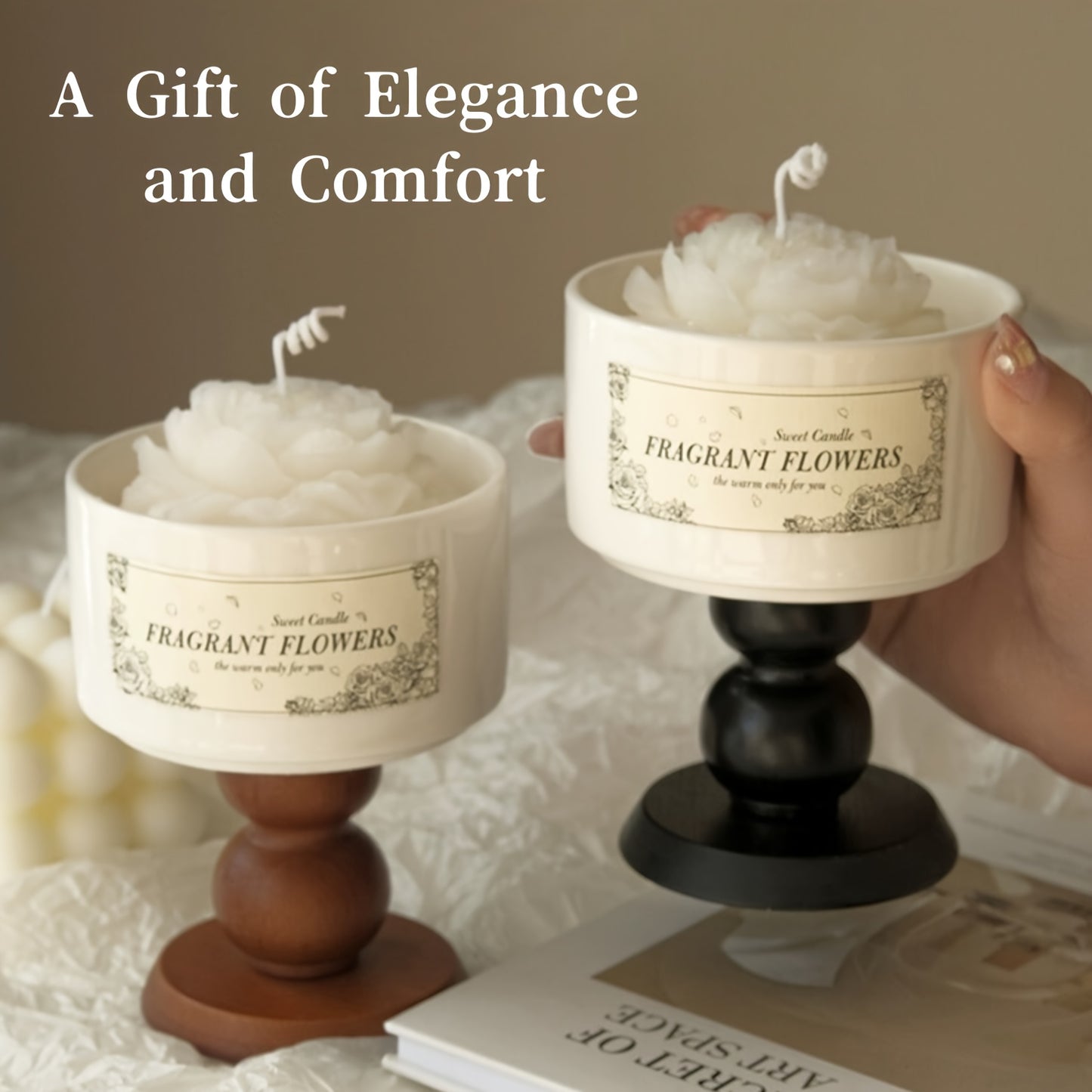 Luxurious Flower-Shaped Rose and Gardenia Aromatherapy Candles