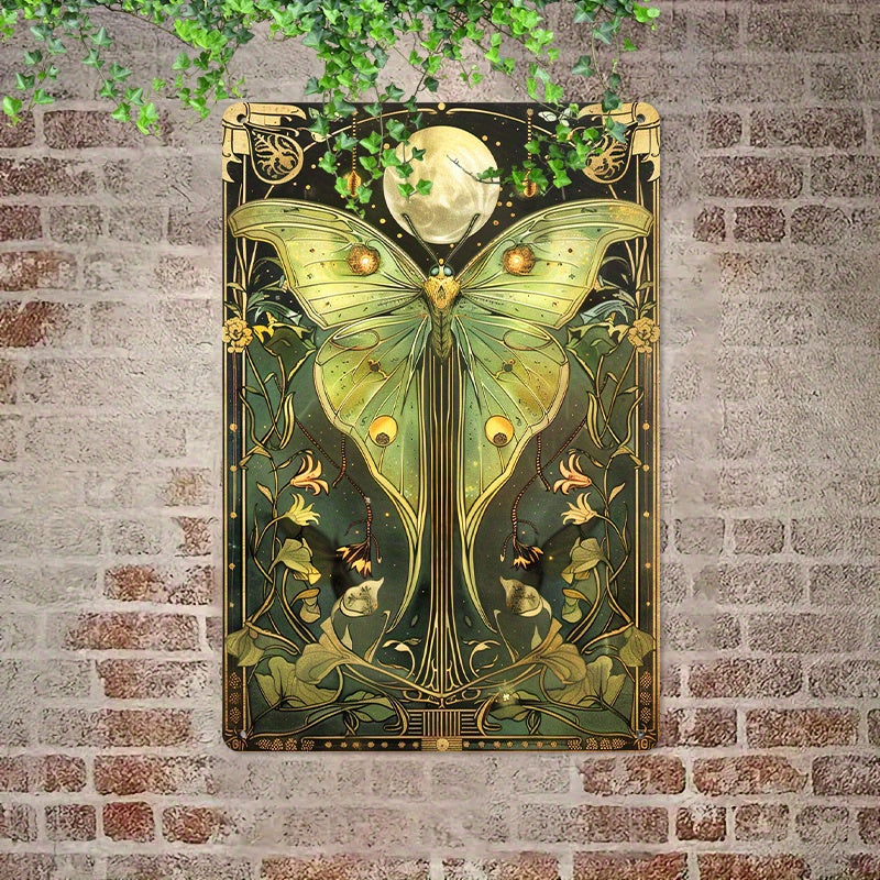 Vintage Luna Moth Metal Wall Art, Indoor/Outdoor