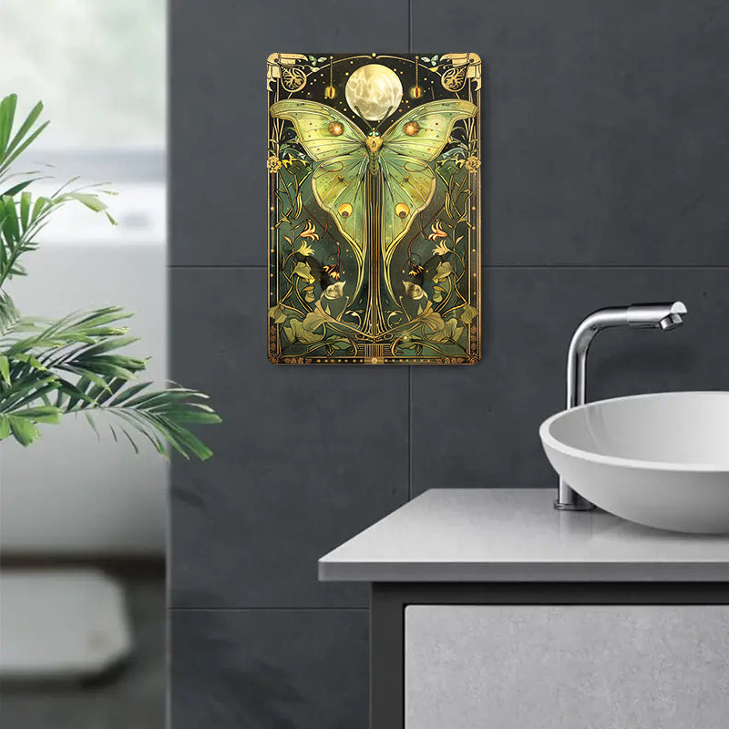 Vintage Luna Moth Metal Wall Art, Indoor/Outdoor