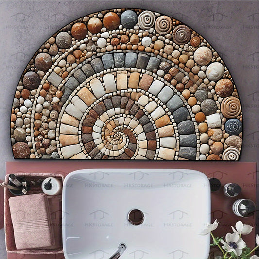 Creative Pebble Stone Pattern Semi-Circular Door Mat