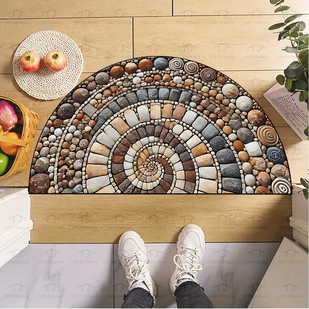 Creative Pebble Stone Pattern Semi-Circular Door Mat