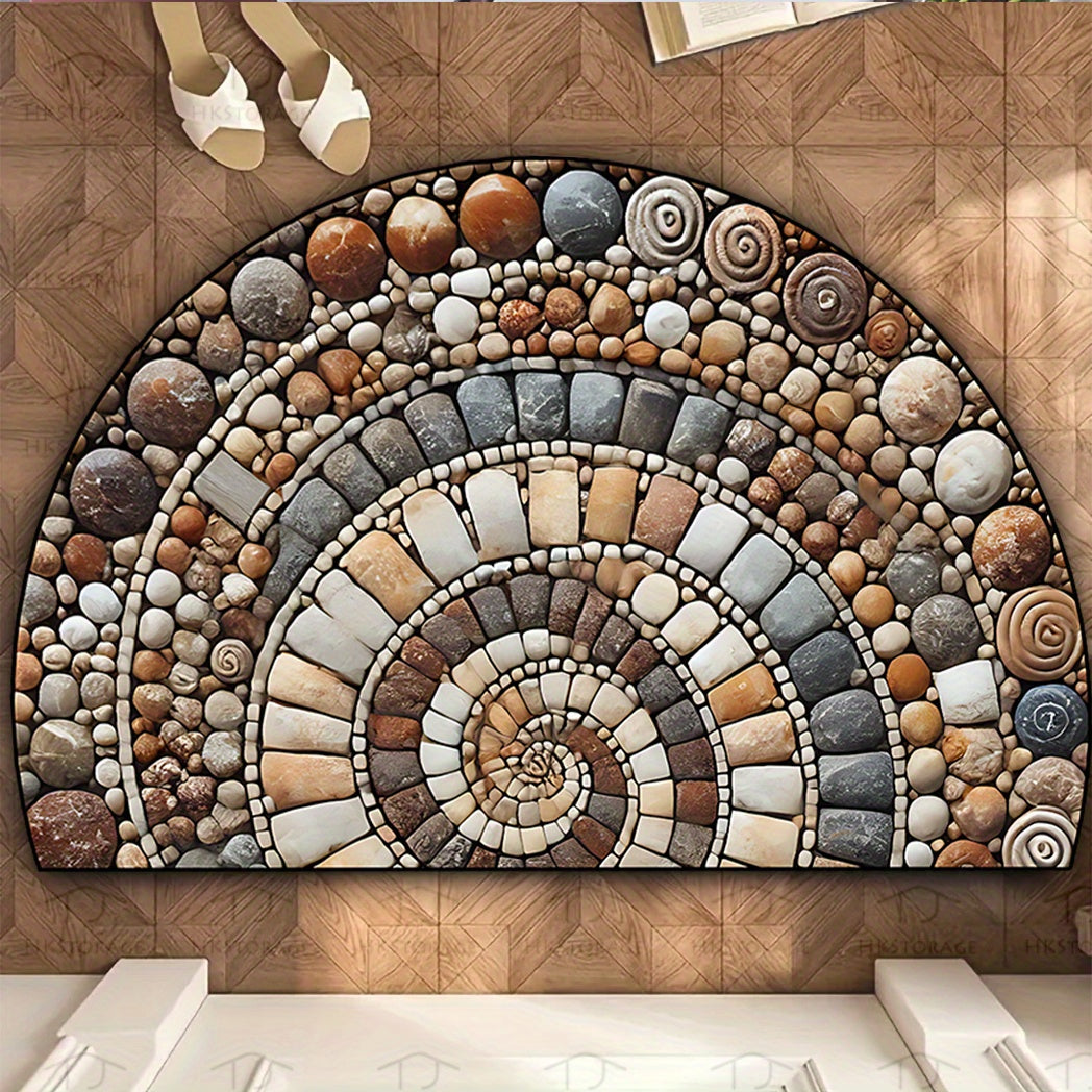 Creative Pebble Stone Pattern Semi-Circular Door Mat