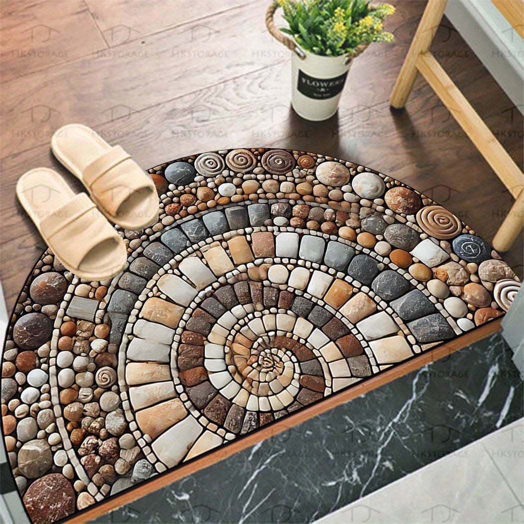 Creative Pebble Stone Pattern Semi-Circular Door Mat