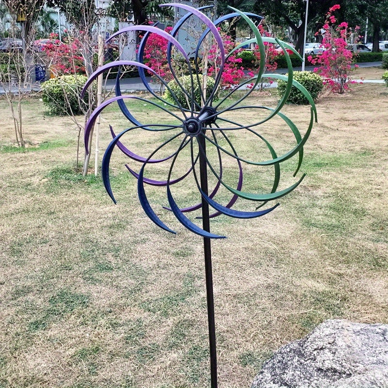 360° Rotation Dual-Blade Kinetic Garden Sculpture