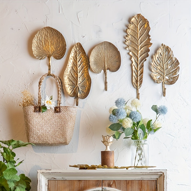 Rustic Metal Leaf Wall Hooks