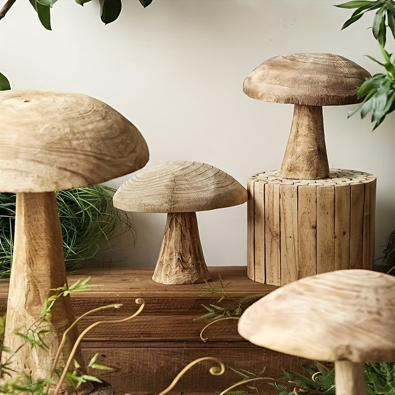 Art Deco Wooden Mushroom Statues