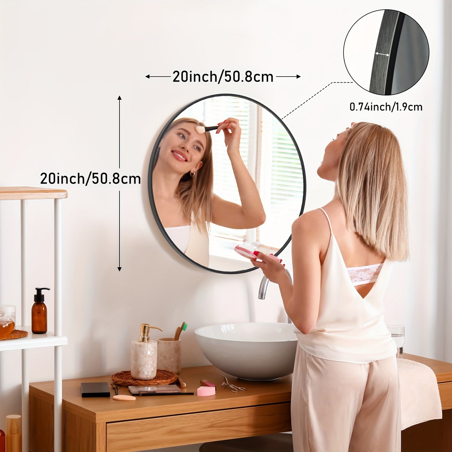 Round Metal Wall Mirror in 3 Sizes