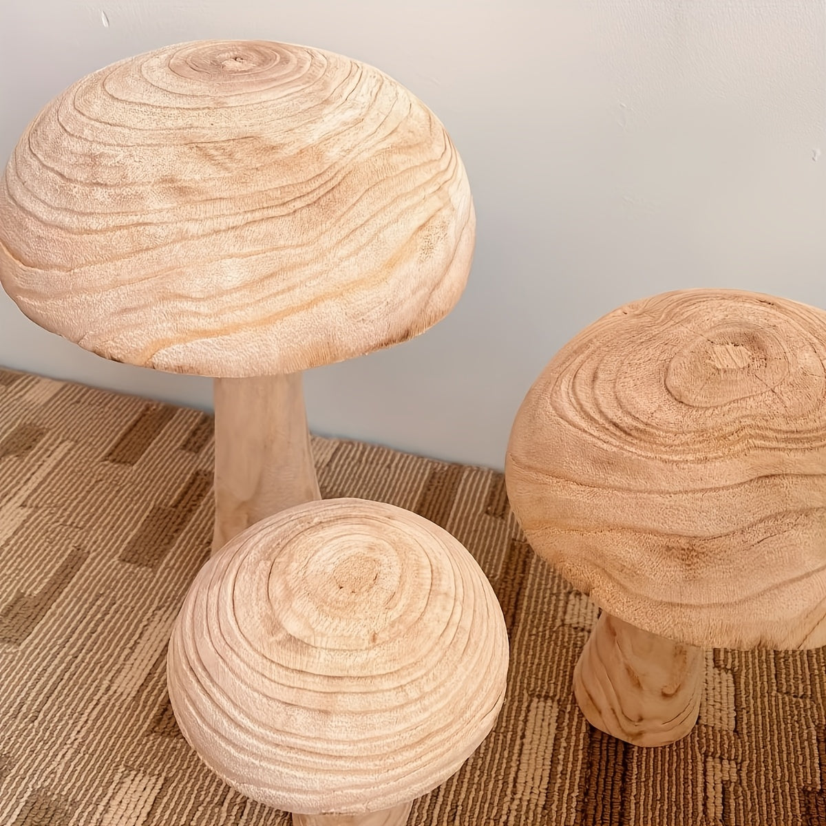 Art Deco Wooden Mushroom Statues