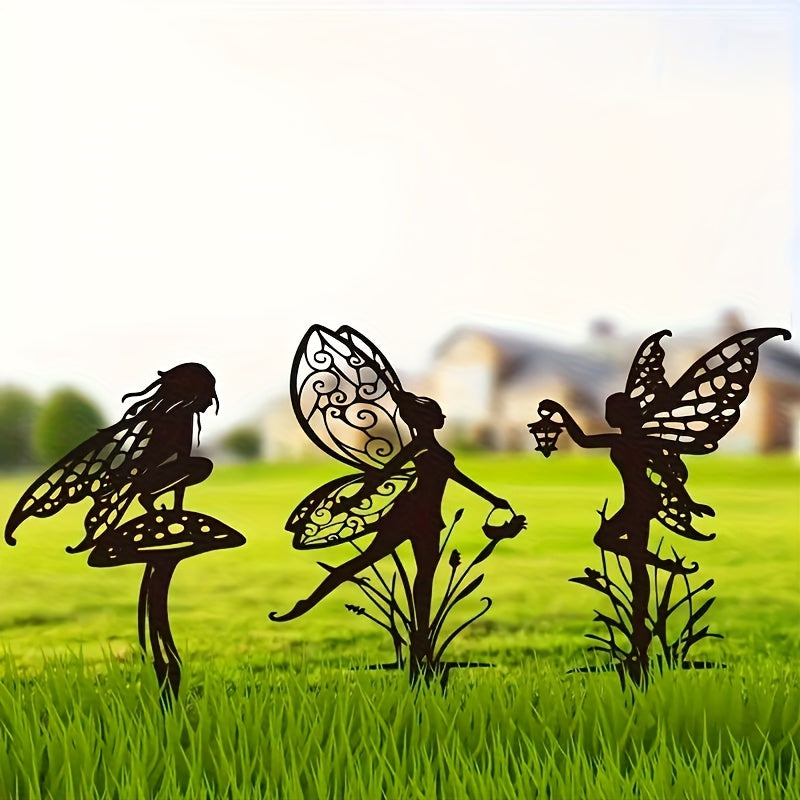 3PCS Metal Garden Fairy Outdoor Decorative Patio, Lawn or Planter