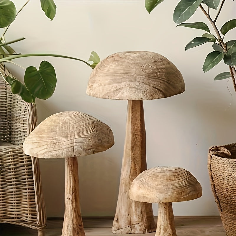 Art Deco Wooden Mushroom Statues