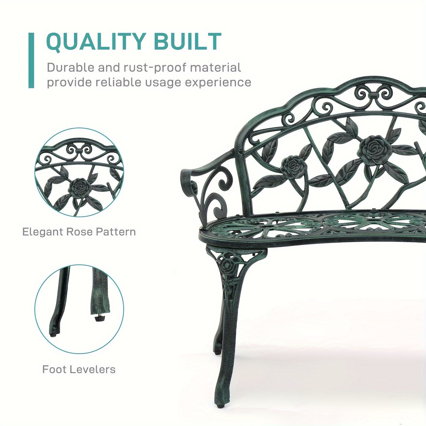 1 PC Rust-Proof Cast Iron Garden Bench