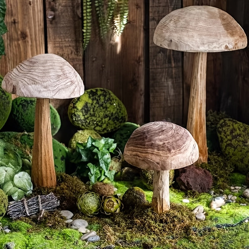 Art Deco Wooden Mushroom Statues