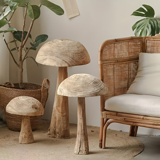 Art Deco Wooden Mushroom Statues