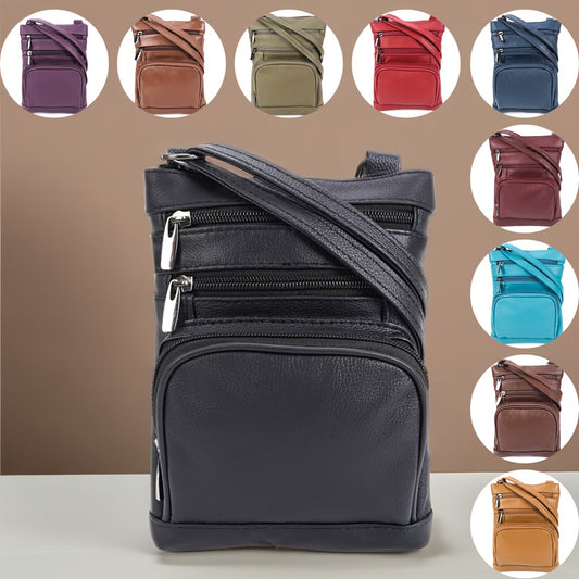 Genuine Leather Messenger Bag -  3 Sizes, 10 Colors