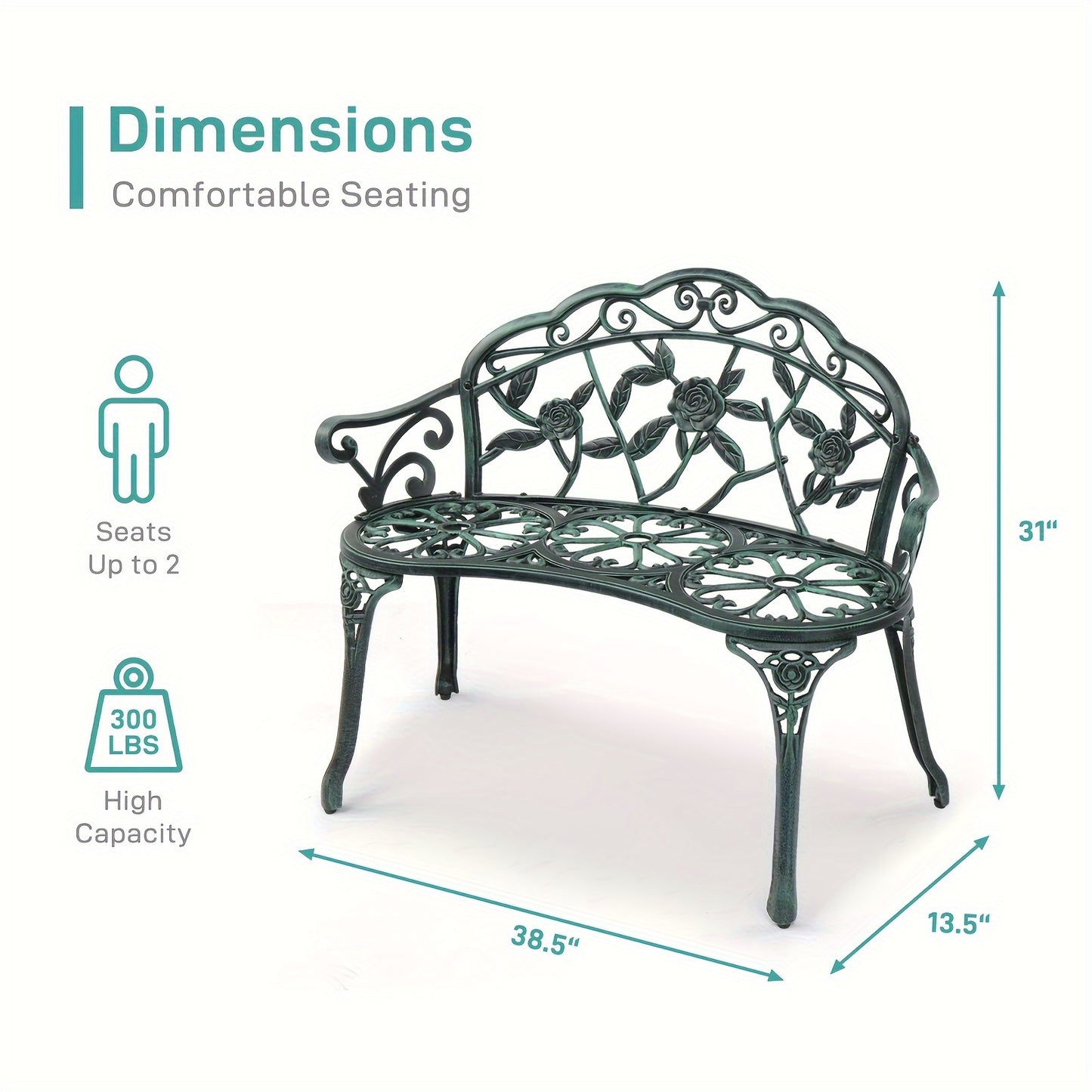 1 PC Rust-Proof Cast Iron Garden Bench