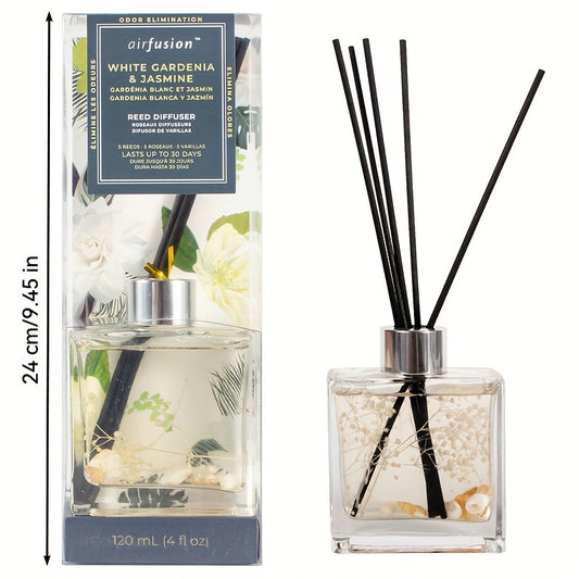 1pc 4oz White Gardenia & Jasmine Reed Diffuser Set with Long-Lasting Fragrance