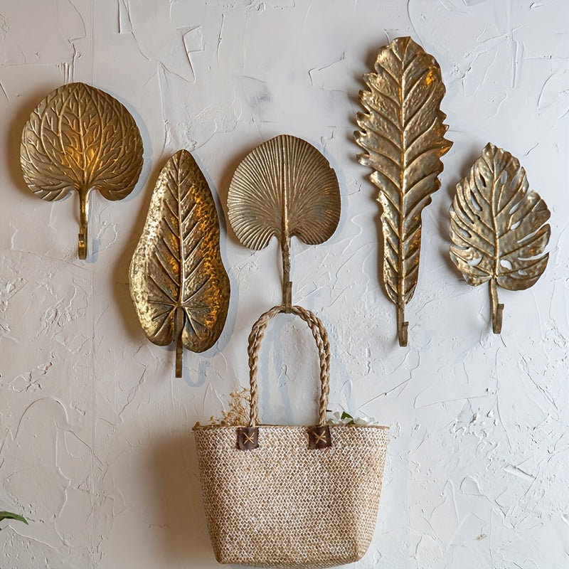 Rustic Metal Leaf Wall Hooks