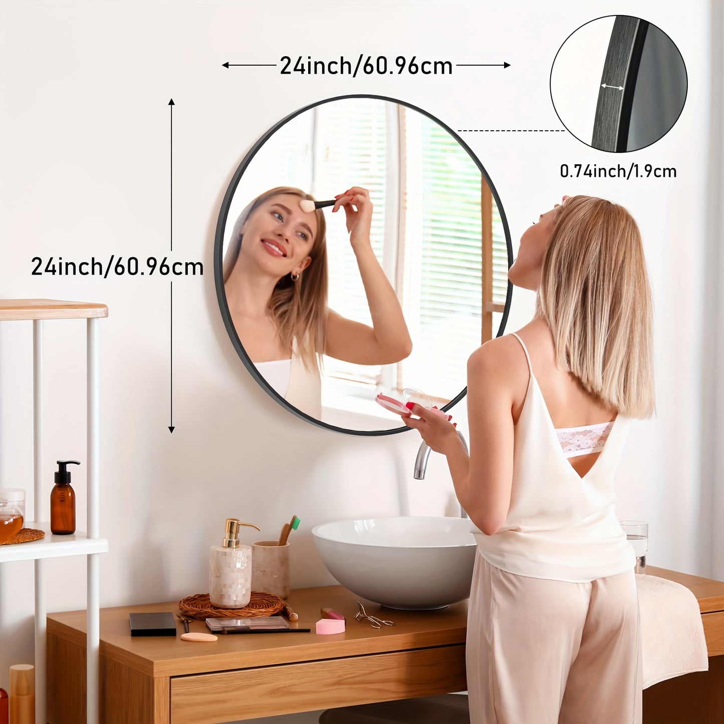 Round Metal Wall Mirror in 3 Sizes