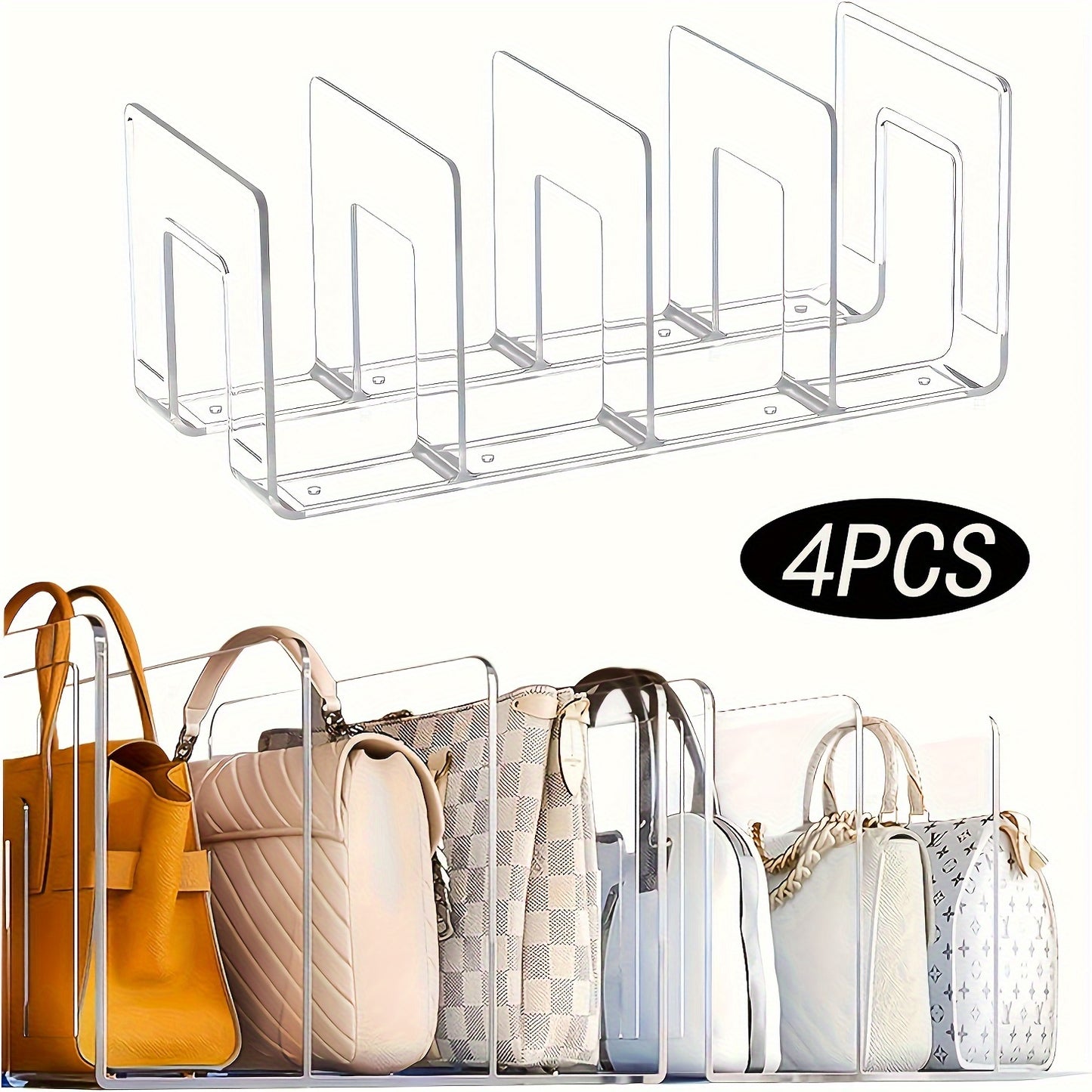 4pcs Clear Plastic Handbag Organizer