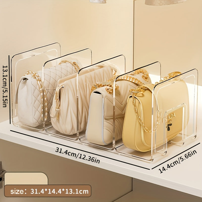 Two Transparent Storage Boxes with Four Compartments,  for Handbag Display Storage Box