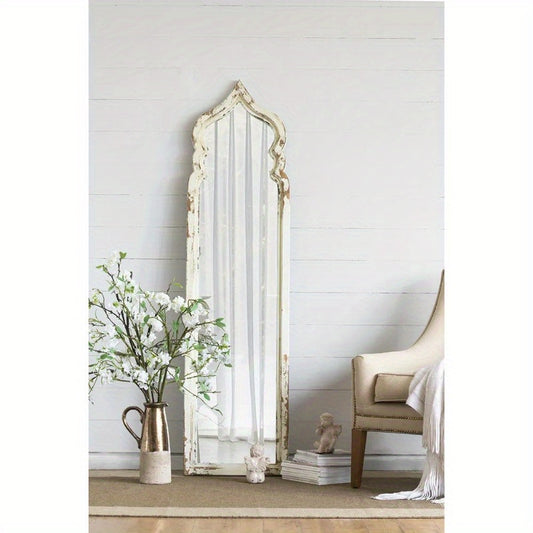 Full Length Floor Mirror Vintage White Shabby Chic Wooden Frame