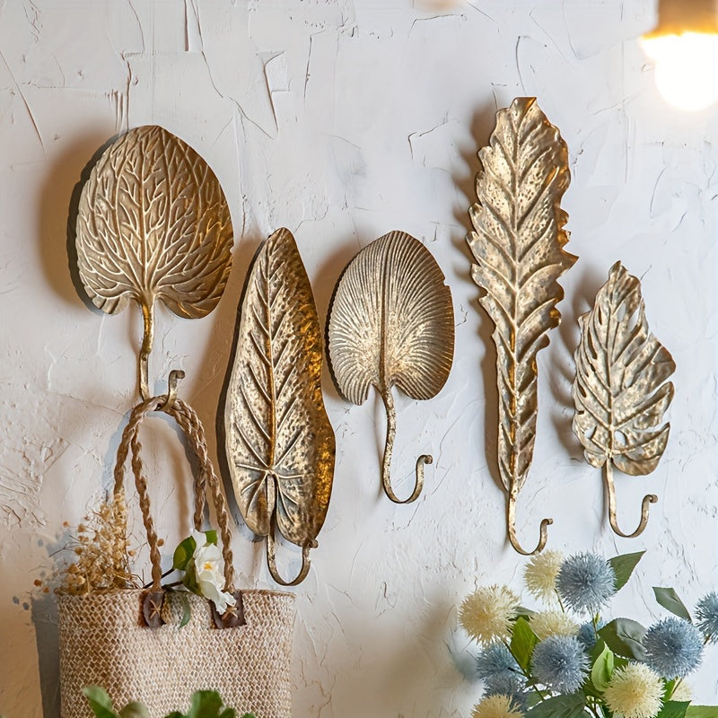 Rustic Metal Leaf Wall Hooks