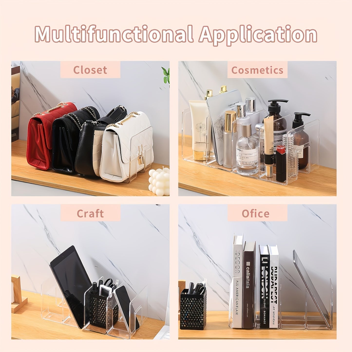 4pcs Clear Plastic Handbag Organizer