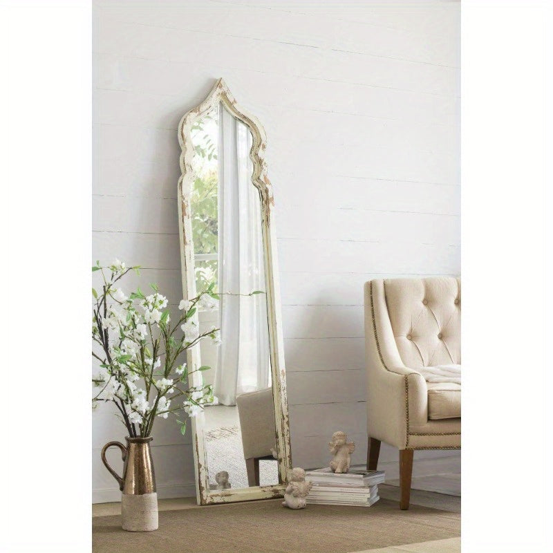 Full Length Floor Mirror Vintage White Shabby Chic Wooden Frame