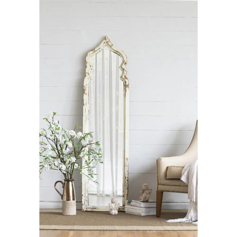 Full Length Floor Mirror Vintage White Shabby Chic Wooden Frame