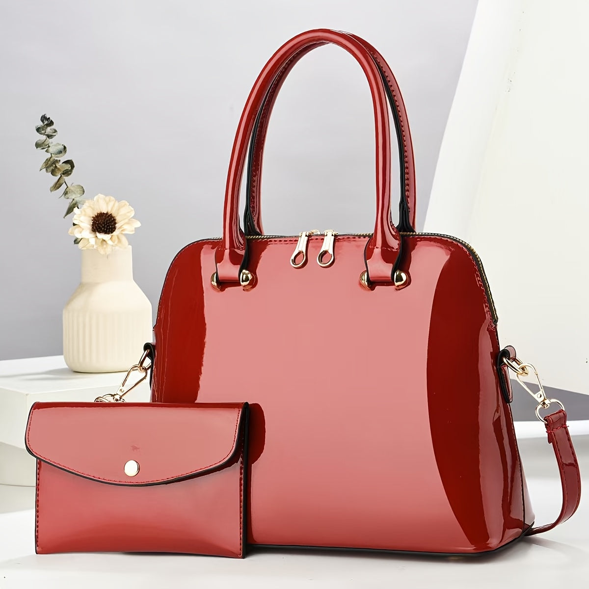 2025 Patent Faux Leather Women's Bag Set