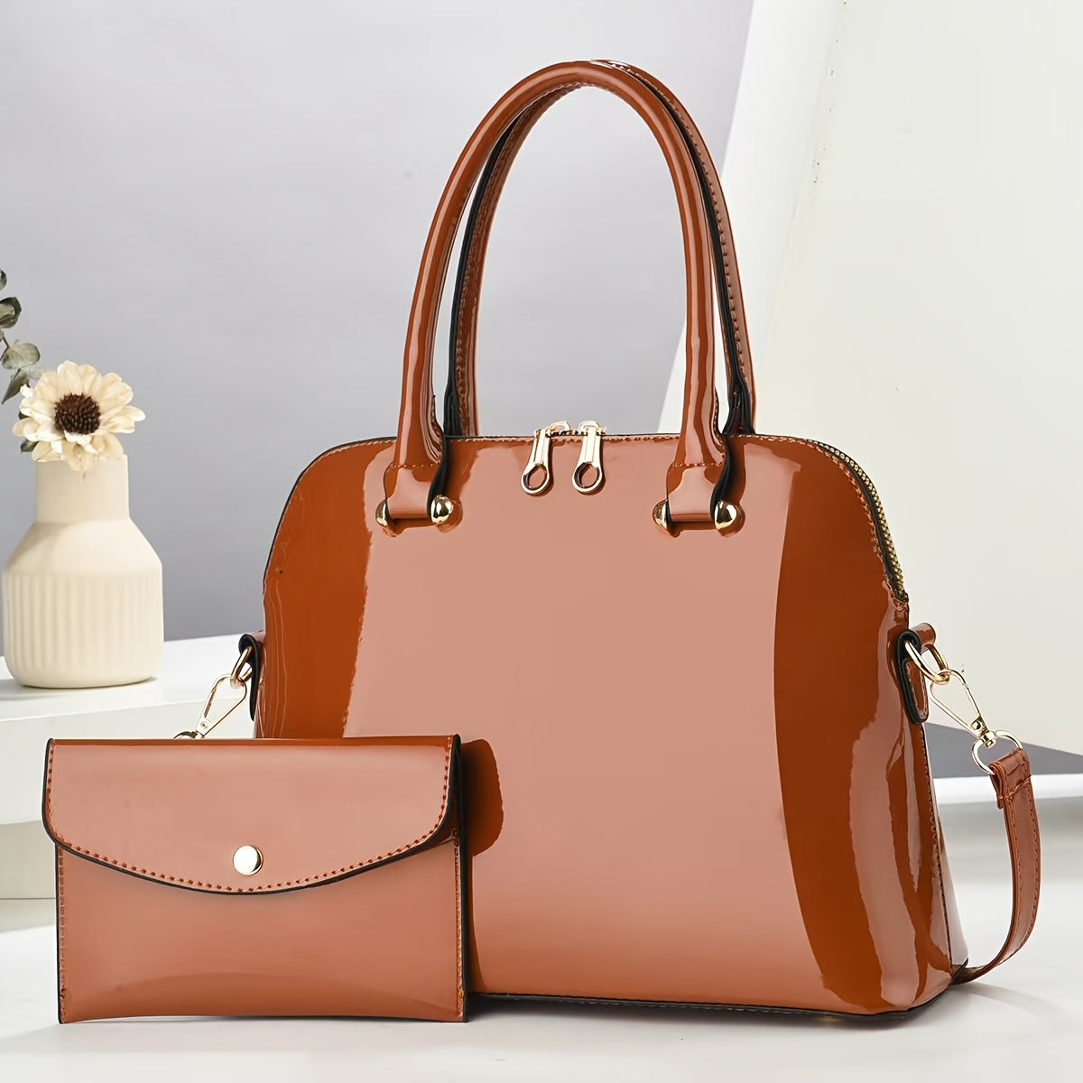 2025 Patent Faux Leather Women's Bag Set