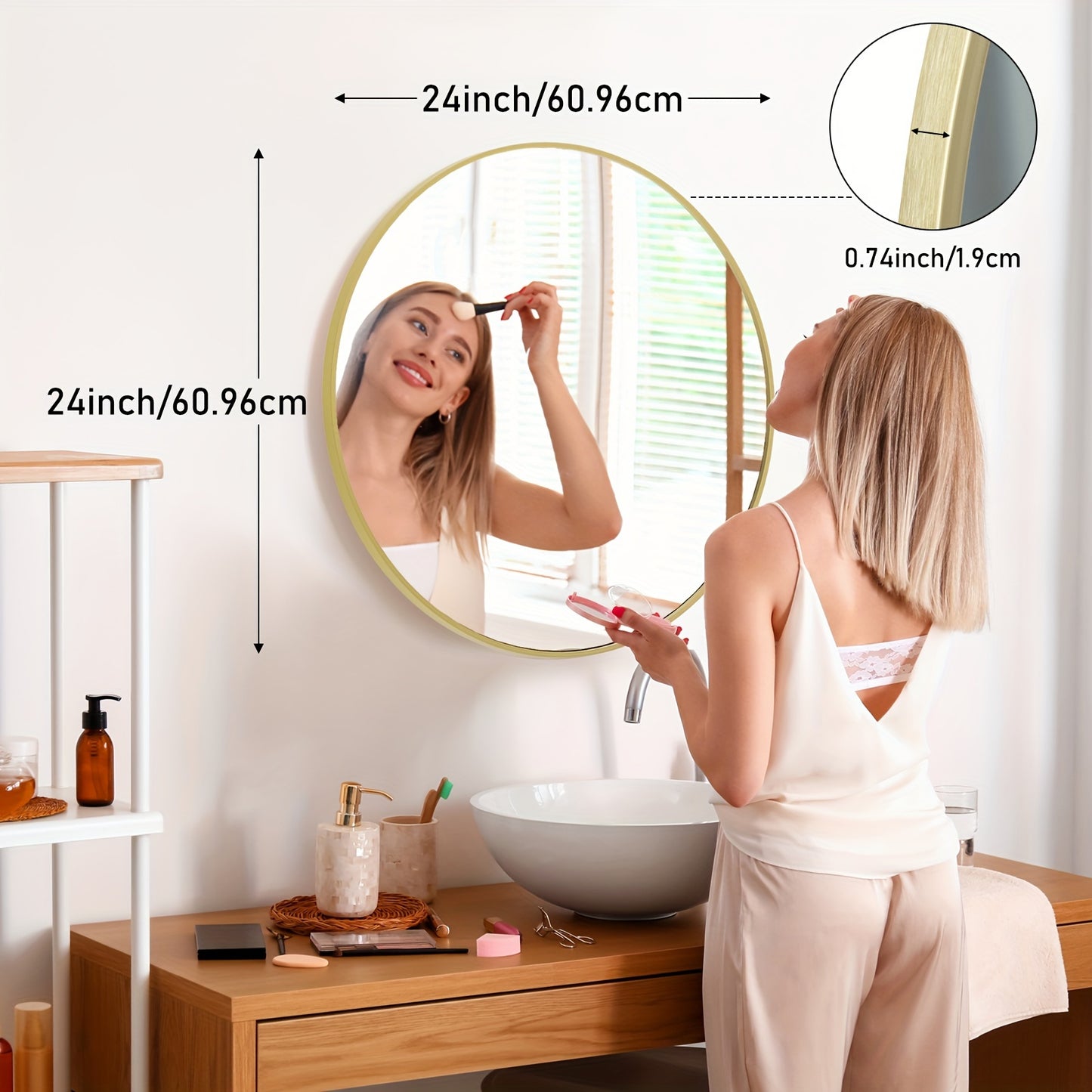 Round Metal Wall Mirror in 3 Sizes