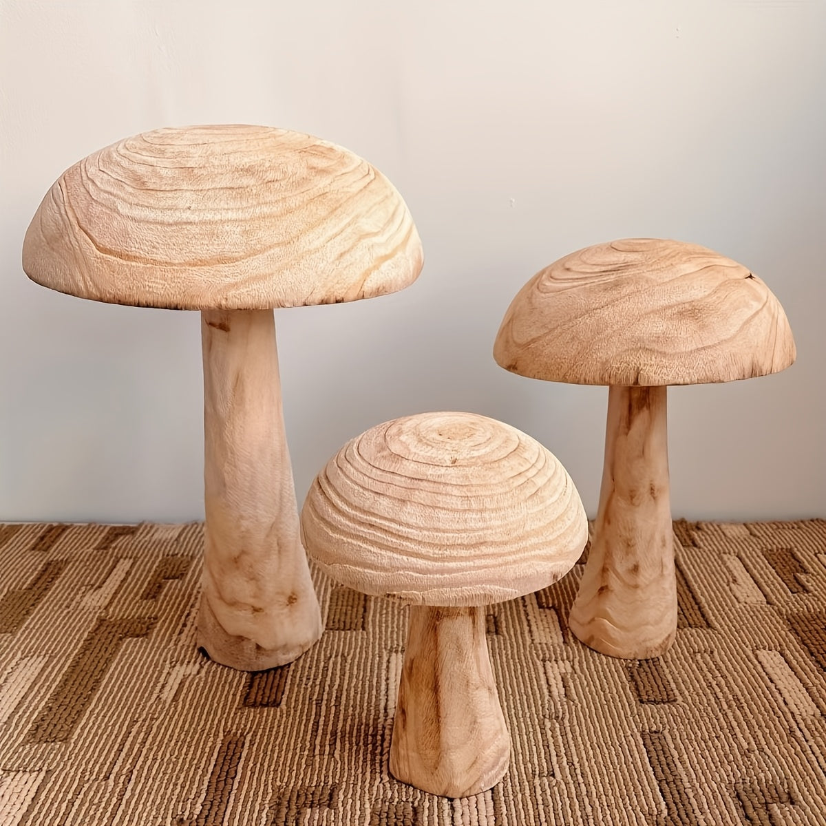 Art Deco Wooden Mushroom Statues