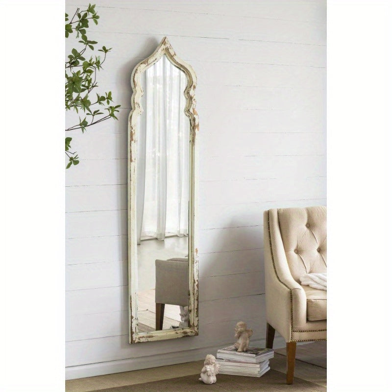 Full Length Floor Mirror Vintage White Shabby Chic Wooden Frame