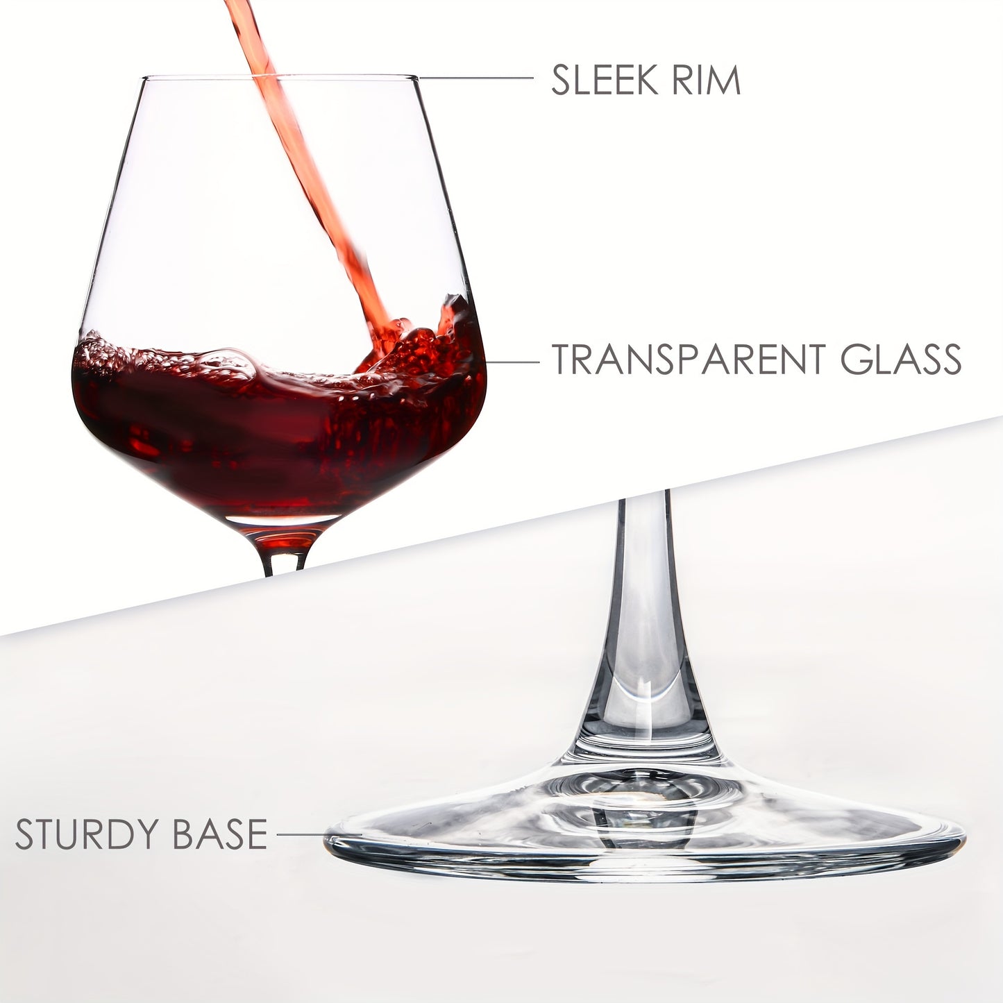 6pcs Wine Glasses, 20oz Large Clear Wine Glasses for Red Wine, Dishwasher Safe