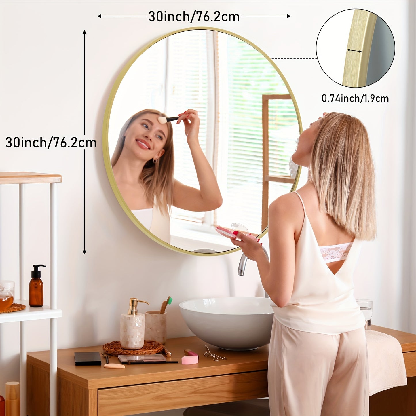 Round Metal Wall Mirror in 3 Sizes