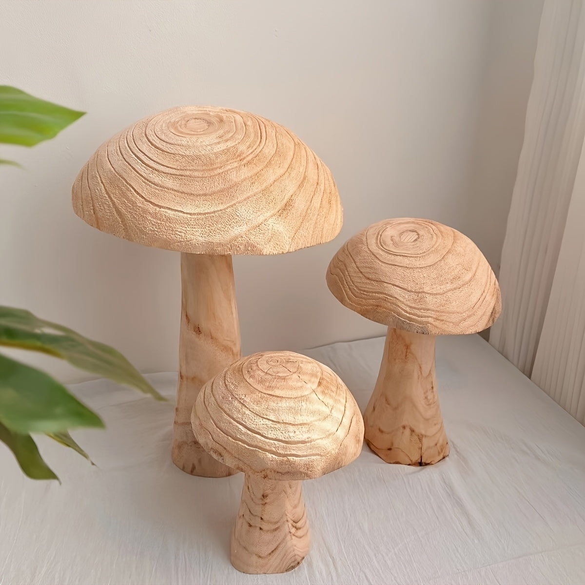 Art Deco Wooden Mushroom Statues