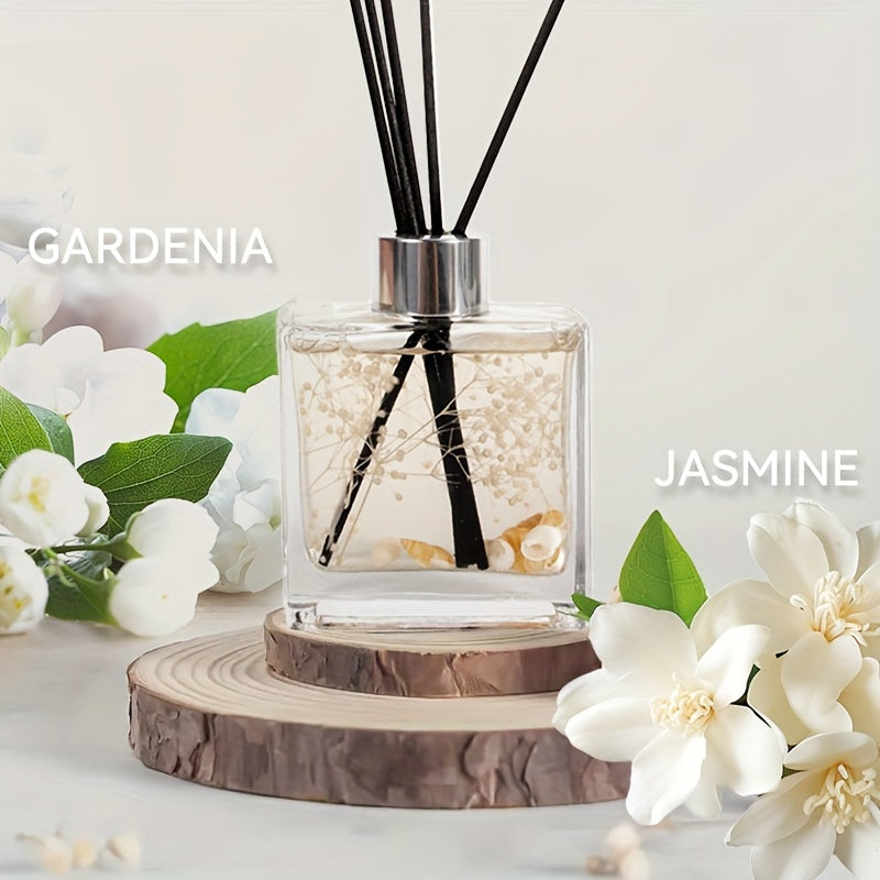 1pc 4oz White Gardenia & Jasmine Reed Diffuser Set with Long-Lasting Fragrance