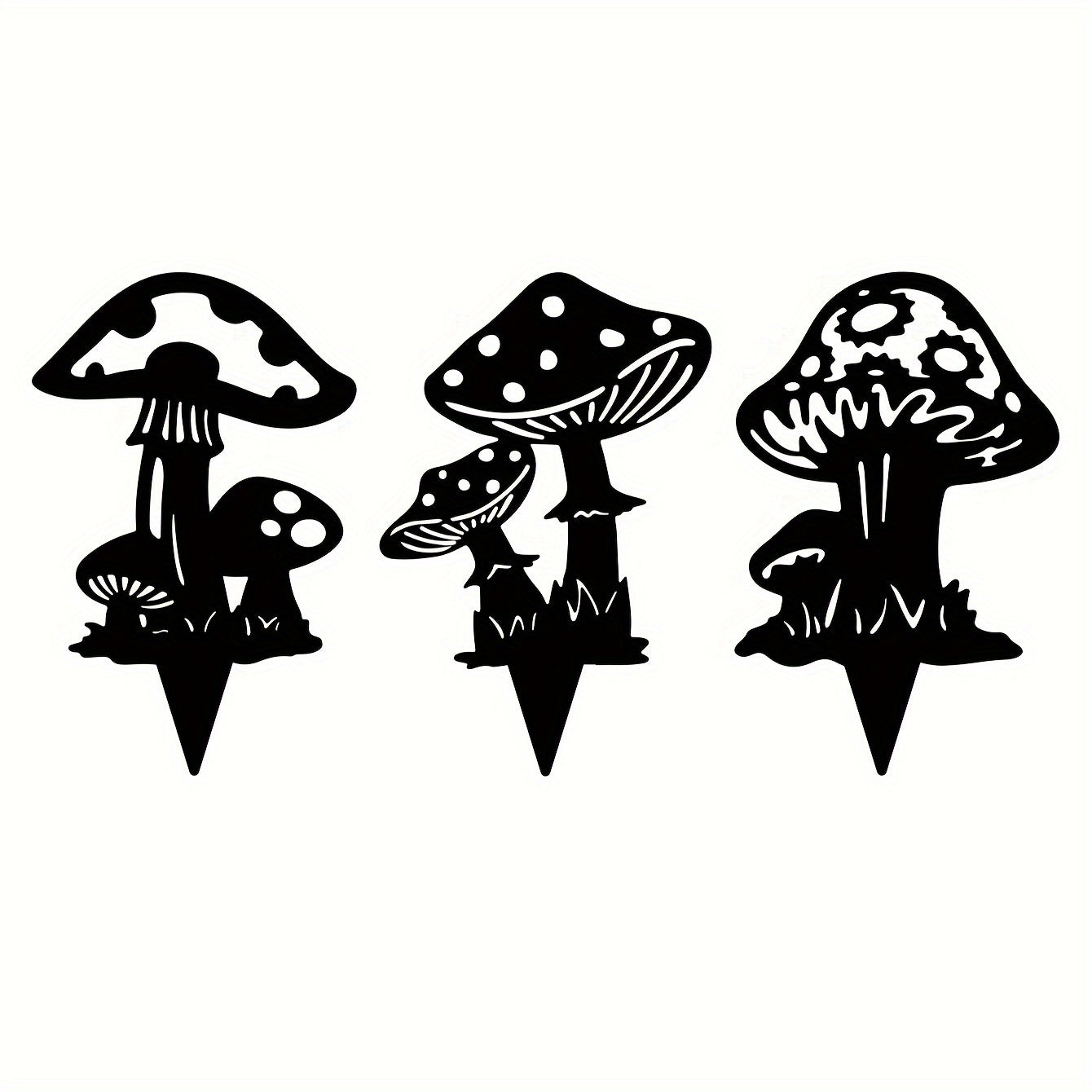 3pcs Metal Mushroom Yard Signs with Stakes