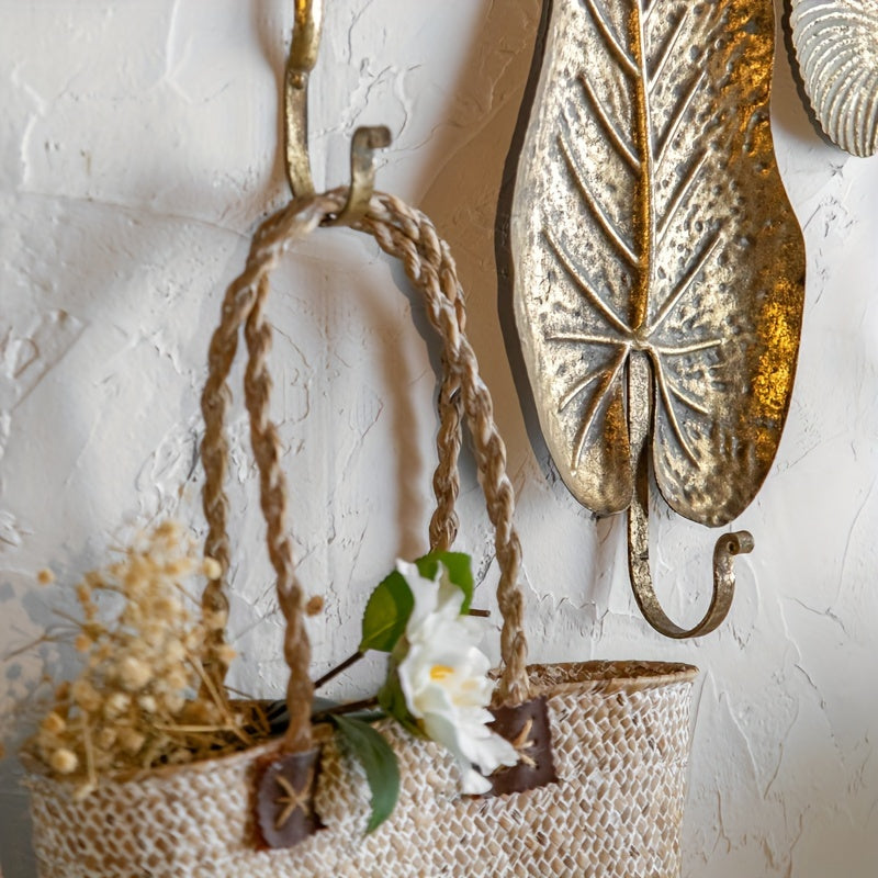 Rustic Metal Leaf Wall Hooks